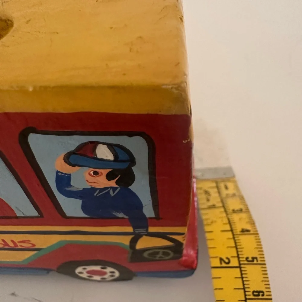 Colorful Wooden School Bus Pencil Holder